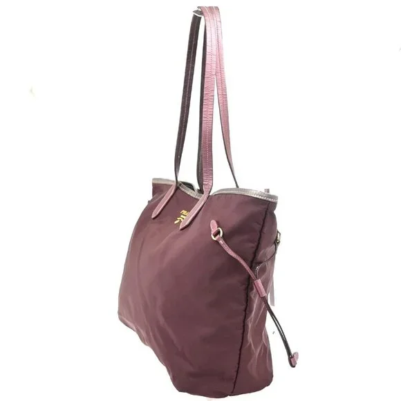 PRADA Logo Tote Shoulder Tote Bag Nylon Saffiano Leather Pink Red GHW 88KC483 - Picture 2 of 15